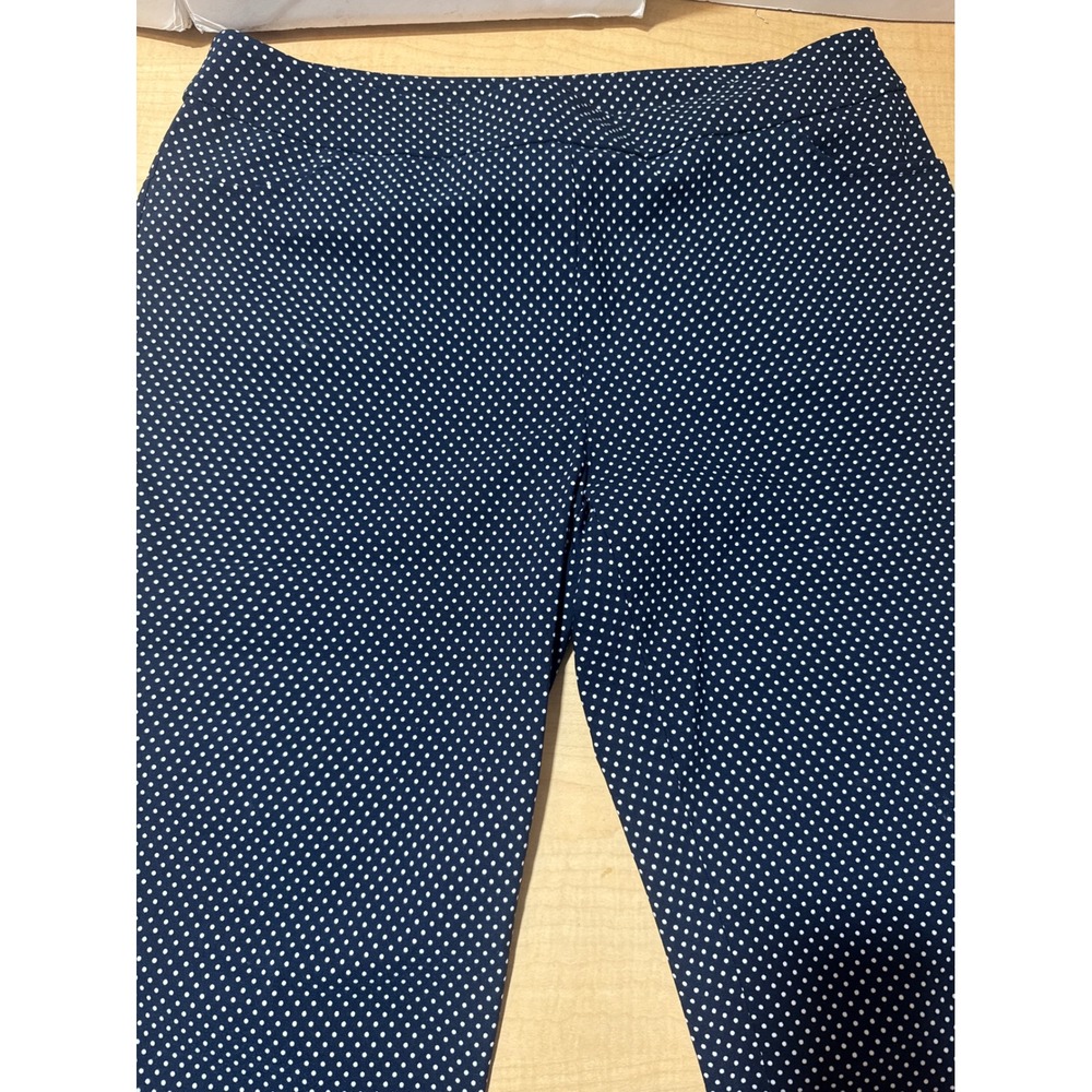 Jessica Riley Navy Blue White Polka Dot Cropped Pants‎ Trousers Womens XL